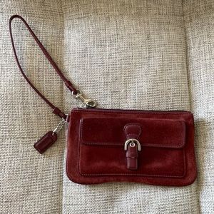 Maroon Suede Coach Wristlet